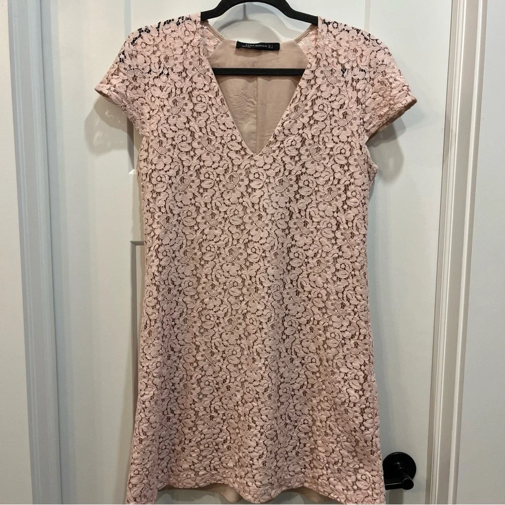 zara pink embroidered dress EMBROIDERED FLORAL DRESS - Pink